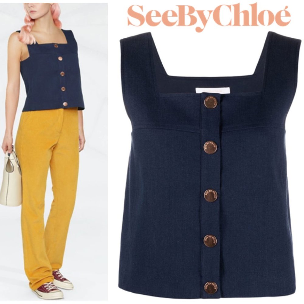 See by Chloe Button-Front Tank Top